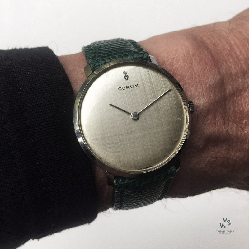 Corum Time-Only Dress Watch - Silver Linen Dial - Manual Wind - c.1960 - Vintage Watch Specialist