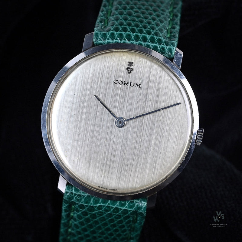 Corum Time-Only Dress Watch - Silver Linen Dial - Manual Wind - c.1960 - Vintage Watch Specialist