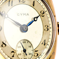 Cyma Cushion Case Breguet Dial Watch - Dennison 9k Gold Case - c.1940s - Vintage Watch Specialist