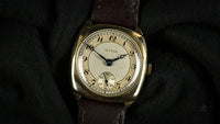 Cyma Cushion Case Breguet Dial Watch - Dennison 9k Gold Case - c.1940s - Vintage Watch Specialist