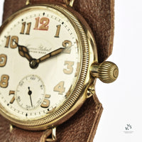 Cyma Gents 9k Gold Officers Trench Watch - c.1930s - Vintage Watch Specialist