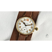 Cyma Gents 9k Gold Officers Trench Watch - c.1930s - Vintage Watch Specialist