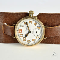 Cyma Gents 9k Gold Officers Trench Watch - c.1930s - Vintage Watch Specialist