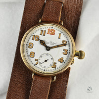 Cyma Gents 9k Gold Officers Trench Watch - c.1930s - Vintage Watch Specialist