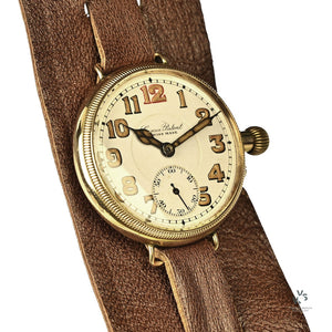 Cyma Gents 9k Gold Officers Trench Watch - c.1930s - Vintage Watch Specialist