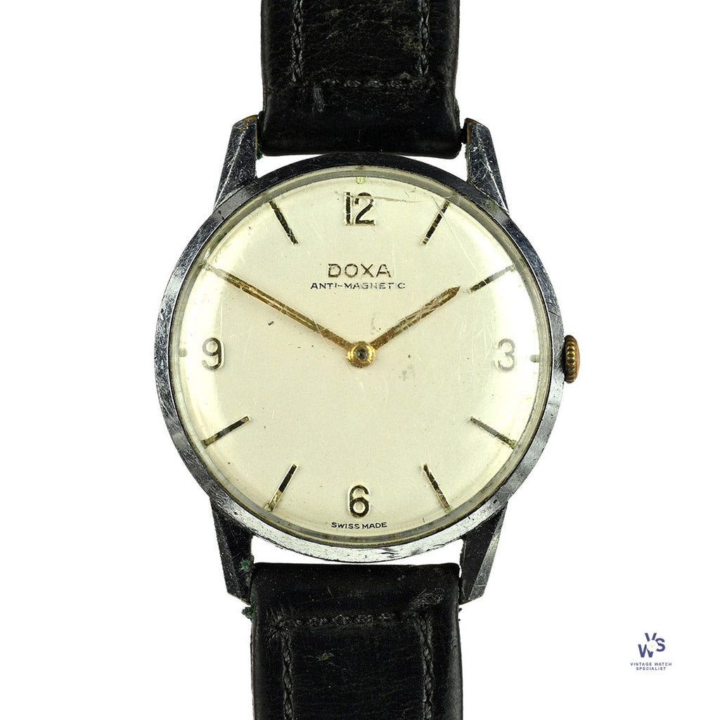 Doxa Anti Magnetic Dress Watch Steel Case Gilt Furniture c.1950s Vintage Watch Specialist