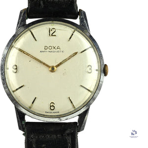 Doxa Anti Magnetic Dress Watch Steel Case Gilt Furniture c.1950s Vintage Watch Specialist
