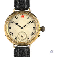 Electa Oversized Borgel Cased Trench Watch in 18k Gold c.1920s Vintage Watch Specialist