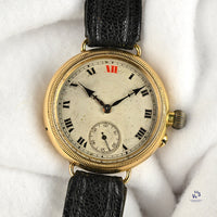 Electa Oversized Borgel Cased Trench Watch in 18k Gold c.1920s Vintage Watch Specialist