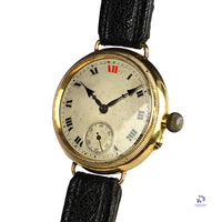 Electa Oversized Borgel Cased Trench Watch in 18k Gold c.1920s Vintage Watch Specialist