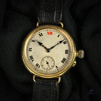 Electa Oversized Borgel Cased Trench Watch in 18k Gold c.1920s Vintage Watch Specialist