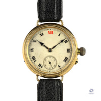 Electa Oversized Borgel Cased Trench Watch in 18k Gold c.1920s Vintage Watch Specialist