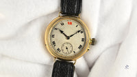 Electa Oversized Borgel Cased Trench Watch in 18k Gold c.1920s Vintage Watch Specialist