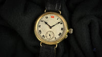 Electa Oversized Borgel Cased Trench Watch in 18k Gold c.1920s Vintage Watch Specialist