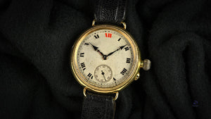 Electa Oversized Borgel Cased Trench Watch in 18k Gold c.1920s Vintage Watch Specialist