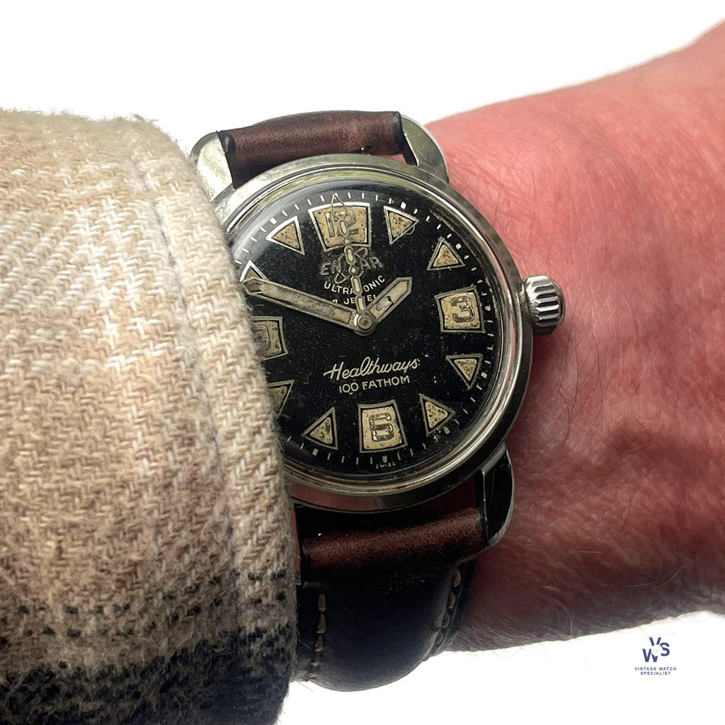 Enicar 100 Fathoms Healthways Dive Watch - c.1955 - Vintage Watch Specialist
