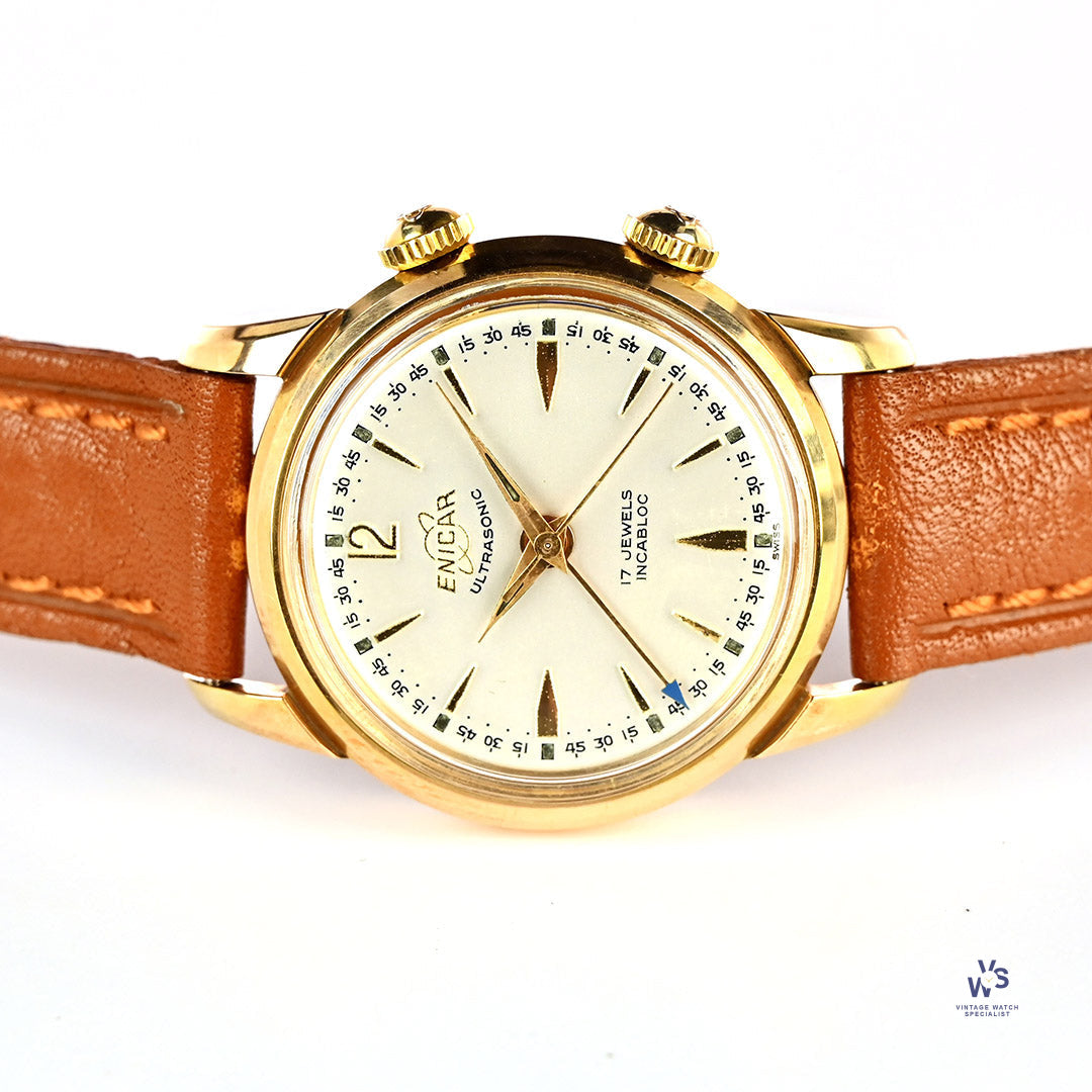 Enicar Ultrasonic - Gold Plated Alarm Watch - New-Old-Stock