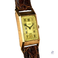 Eros 9k Gold Tank Cased Watch Art Deco Style 1941 Christmas Inscription Hallmarked c.1939 Vintage Watch Specialist