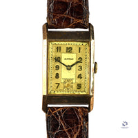 Eros 9k Gold Tank Cased Watch Art Deco Style 1941 Christmas Inscription Hallmarked c.1939 Vintage Watch Specialist