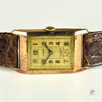 Eros 9k Gold Tank Cased Watch Art Deco Style 1941 Christmas Inscription Hallmarked c.1939 Vintage Watch Specialist