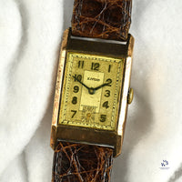 Eros 9k Gold Tank Cased Watch Art Deco Style 1941 Christmas Inscription Hallmarked c.1939 Vintage Watch Specialist