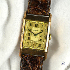Eros 9k Gold Tank Cased Watch Art Deco Style 1941 Christmas Inscription Hallmarked c.1939 Vintage Watch Specialist