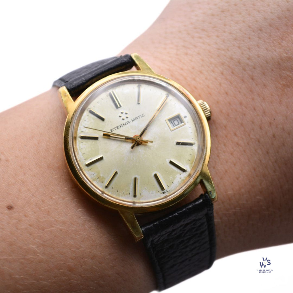 Eterna-Matic - Date Cal. 12824 c.1977 Gold Plated Vintage Watch Specialist