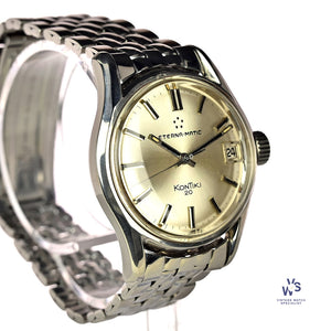 Eterna-Matic - Kontiki 20 - Silver Sunburst Dial with Date - c.1967 - On a Dual Signed Gay Freres Bracelet - Vintage Watch Specialist