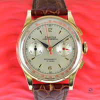 Exactus - 1950s Two Register Chronograph in 18k Pink Gold Case Vintage Watch Specialist