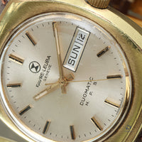 Favre-Leuba Duomatic H.P.S. Automatic Calendar - Gold Plated Cushion Case c.1975 Vintage Watch Specialist