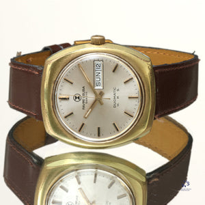 Favre-Leuba Duomatic H.P.S. Automatic Calendar - Gold Plated Cushion Case c.1975 Vintage Watch Specialist
