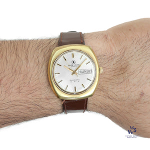 Favre-Leuba Duomatic H.P.S. Automatic Calendar - Gold Plated Cushion Case c.1975 Vintage Watch Specialist