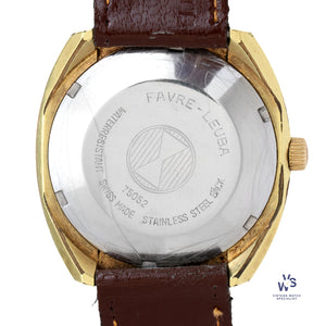 Favre-Leuba Duomatic H.P.S. Automatic Calendar - Gold Plated Cushion Case c.1975 Vintage Watch Specialist