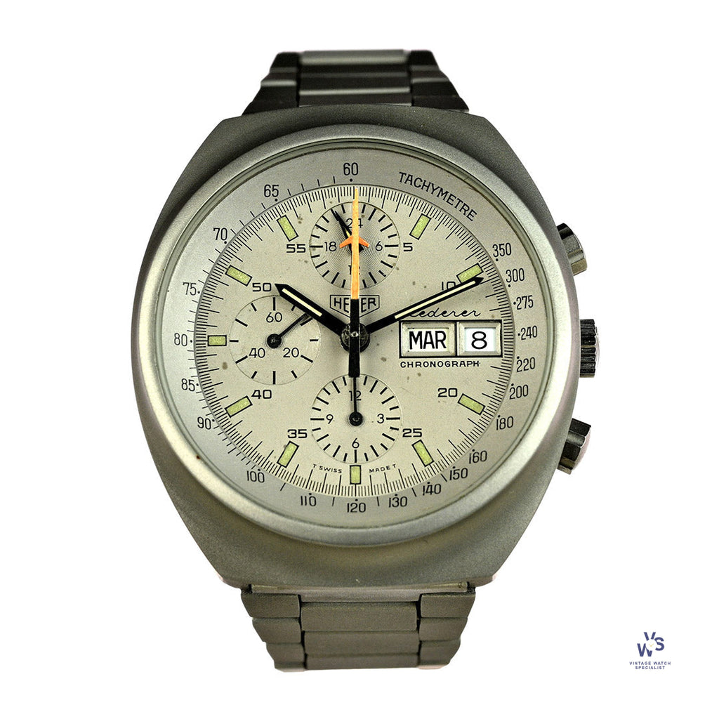 Heuer Chronograph Automatic Day Date Lederer Model Ref: 510.503 c.1979 Vintage Watch Specialist