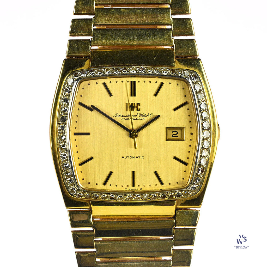 IWC 18k Gold Dress Watch With Diamond Bezel - Model Ref: 2189730 - c.1978 - Vintage Watch Specialist
