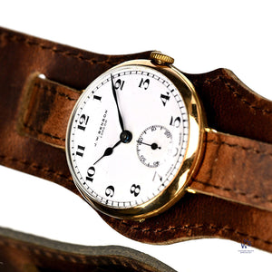 J.W Benson 9K Gold WW1 Trench Watch Breguet Style Dial c.1915 Vintage Watch Specialist