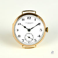 J.W Benson 9K Gold WW1 Trench Watch Breguet Style Dial c.1915 Vintage Watch Specialist