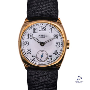 J.W. Benson - Sub Seconds - 9K Gold Dennison Case - Trench Style Wristwatch - Vintage Watch Specialist