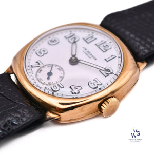 J.W. Benson - Sub Seconds - 9K Gold Dennison Case - Trench Style Wristwatch - Vintage Watch Specialist