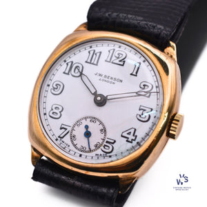 J.W. Benson - Sub Seconds - 9K Gold Dennison Case - Trench Style Wristwatch - Vintage Watch Specialist