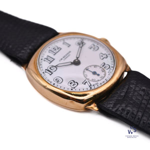 J.W. Benson - Sub Seconds - 9K Gold Dennison Case - Trench Style Wristwatch - Vintage Watch Specialist