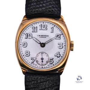 J.W. Benson - Sub Seconds - 9K Gold Dennison Case - Trench Style Wristwatch - Vintage Watch Specialist