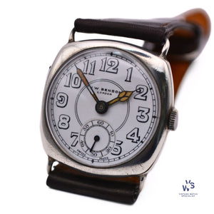 J.W. Benson Watch Co. - Trench Style - Sub Seconds - Square Case - Glasgow Import - c.1934 - Vintage Watch Specialist