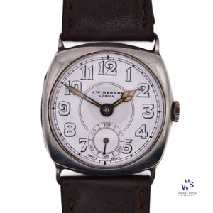 J.W. Benson Watch Co. - Trench Style - Sub Seconds - Square Case - Glasgow Import - c.1934 - Vintage Watch Specialist