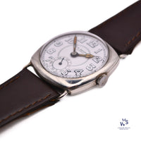 J.W. Benson Watch Co. - Trench Style - Sub Seconds - Square Case - Glasgow Import - c.1934 - Vintage Watch Specialist
