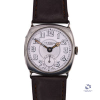 J.W. Benson Watch Co. - Trench Style - Sub Seconds - Square Case - Glasgow Import - c.1934 - Vintage Watch Specialist