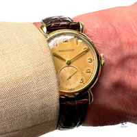 Jaeger LeCoultre Dress Watch in 9k Gold Dennison Case c.1953 Vintage Watch Specialist