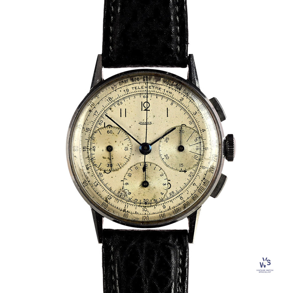 Jaeger Telemetre Dial Three Register Chronograph Original Condition c.1940s Vintage Watch Specialist