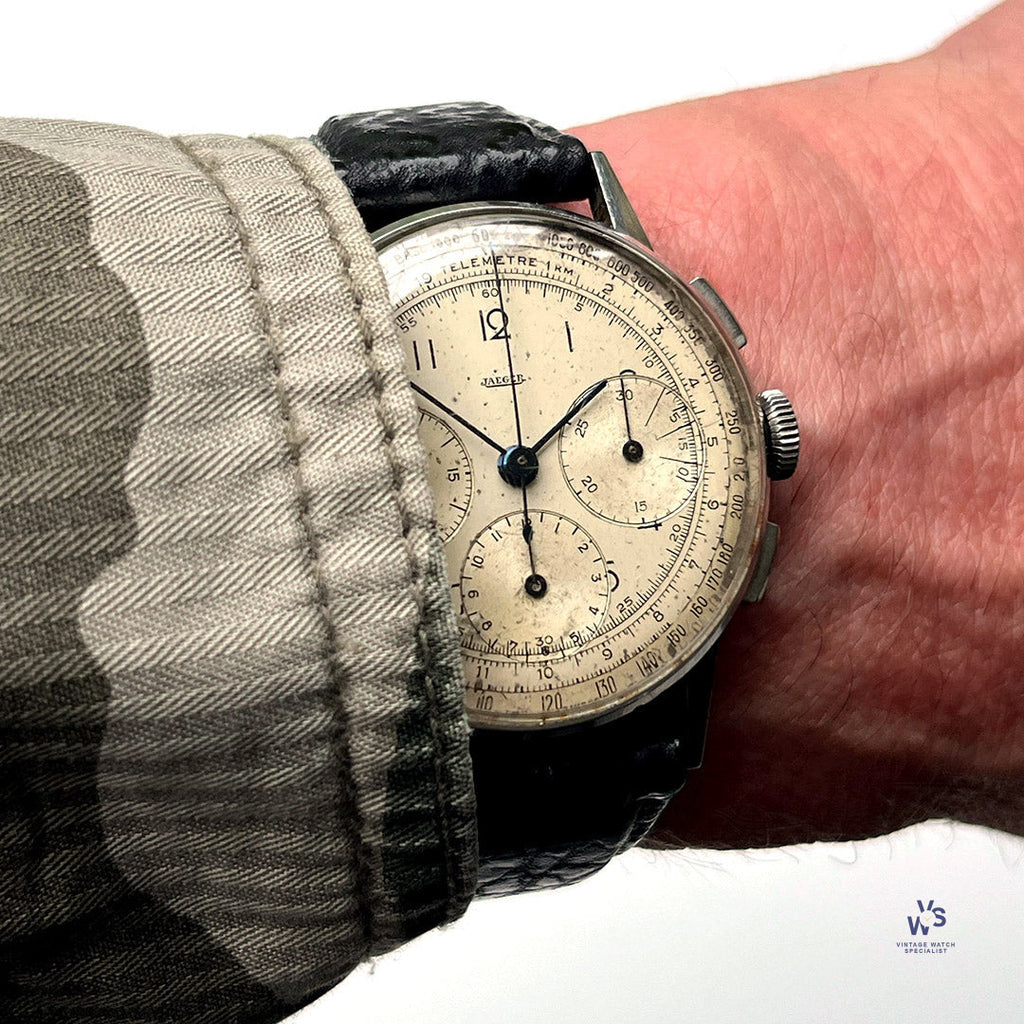 Jaeger Telemetre Dial Three Register Chronograph Original Condition c.1940s Vintage Watch Specialist
