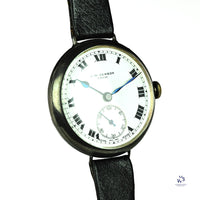 JW Benson Trench Watch Silver - c.1915 - Roman Numeral Enamel Dial - Vintage Watch Specialist